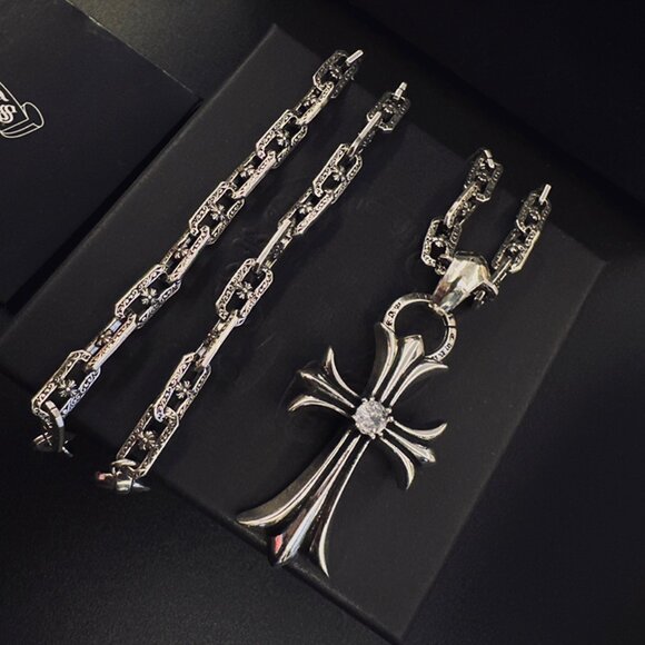 Chrome Hearts Sterling Silver Cross Pendant Necklace - Picture 2 of 8